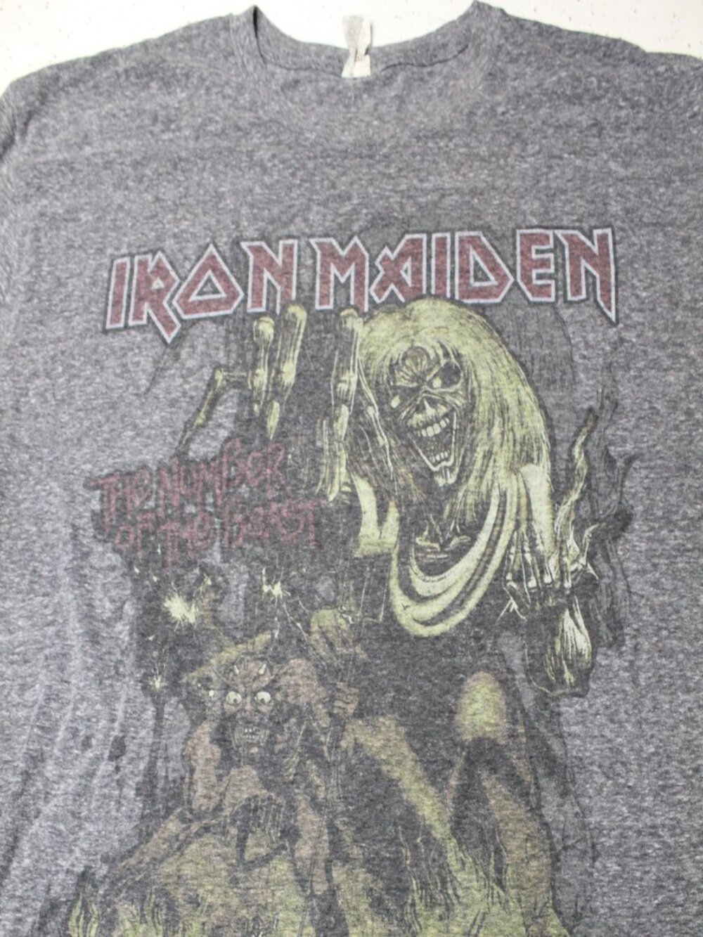 Retro Iron Maiden Grey Band T Shirt Size XL